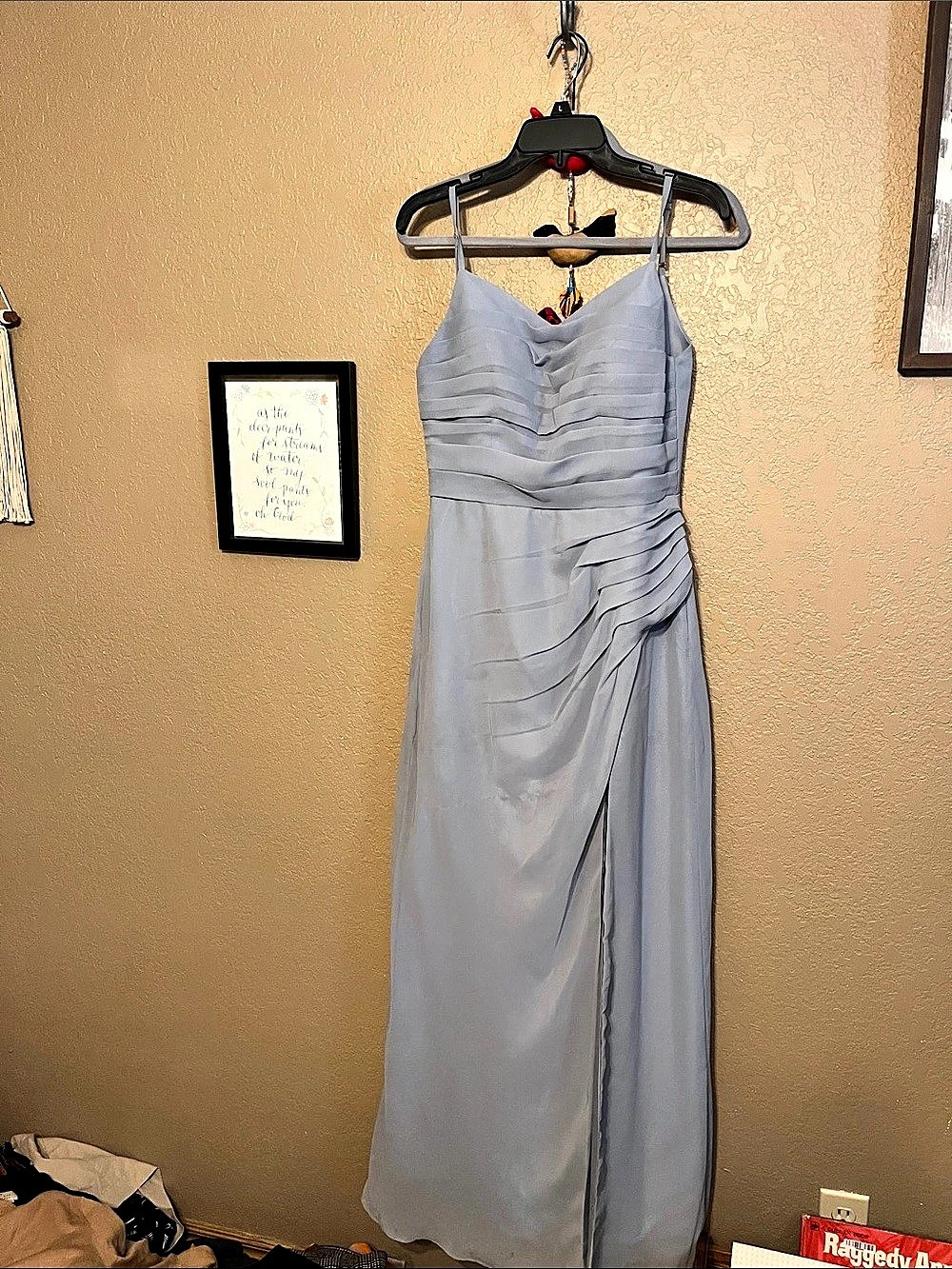 Bridesmaid or formal Draped Maxi Dress in Blue Like New